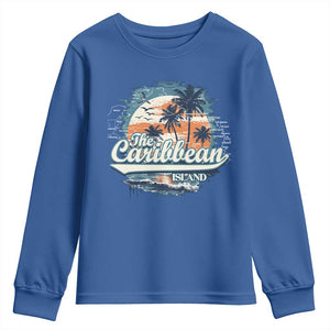 Funny The Caribbean Islands Youth Sweatshirt Caribbean Sea Tour Summer Vacation TS11 Royal Blue Print Your Wear