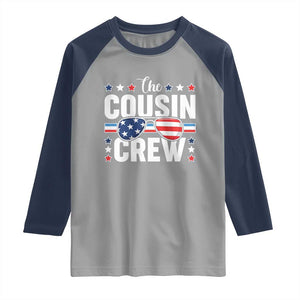 Funny The Cousin Crew 4th Of July Raglan Shirt Patriotic American Family Matching TS11 Sport Gray Navy Print Your Wear