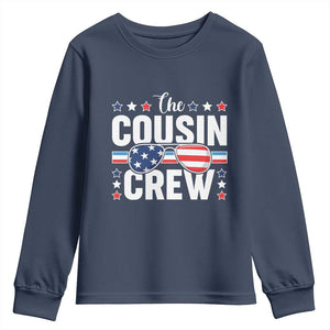 Funny The Cousin Crew 4th Of July Youth Sweatshirt Patriotic American Family Matching TS11 Navy Print Your Wear