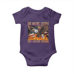 Funny The Metric System Can't Measure Freedom Baby Onesie 4th of July Fire Eagle USA Flag Meme TS11 Purple Print Your Wear
