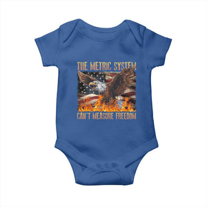 Funny The Metric System Can't Measure Freedom Baby Onesie 4th of July Fire Eagle USA Flag Meme TS11 Royal Blue Print Your Wear