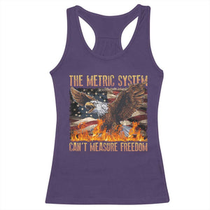 Funny The Metric System Can't Measure Freedom Racerback Tank Top 4th of July Fire Eagle USA Flag Meme TS11 Purple Print Your Wear