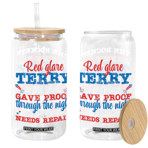 Funny The Rockets Red Glare Terry In His Chair His Reverse Needs Repair Glass Can 4th Of July Meme TS11 Black Print Your Wear