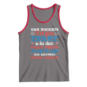 Funny The Rockets Red Glare Terry In His Chair His Reverse Needs Repair Tank Top 4th Of July Meme TS11 Deep Heather Red Print Your Wear