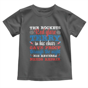 Funny The Rockets Red Glare Terry In His Chair His Reverse Needs Repair Toddler T Shirt 4th Of July Meme TS11 Dark Heather Print Your Wear