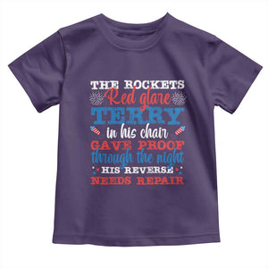 Funny The Rockets Red Glare Terry In His Chair His Reverse Needs Repair Toddler T Shirt 4th Of July Meme TS11 Purple Print Your Wear