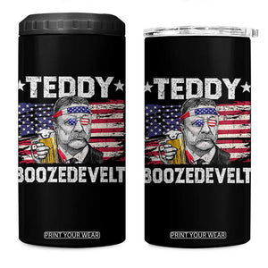 Funny Theodore Roosevelt 4th Of July 4 in 1 Can Cooler Tumbler Teddy Boozedevelt Drinking American Flag TS10 One Size: 16 oz Black Print Your Wear