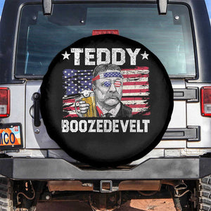 Funny Theodore Roosevelt 4th Of July Spare Tire Cover Teddy Boozedevelt Drinking American Flag TS10 No hole Black Print Your Wear