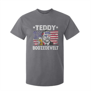 Funny Theodore Roosevelt 4th Of July T Shirt For Kid Teddy Boozedevelt Drinking American Flag TS10 Charcoal Print Your Wear