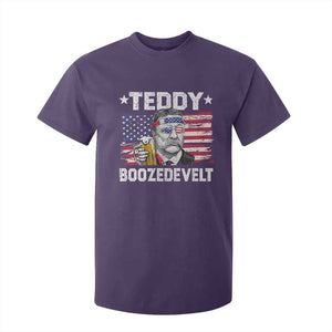 Funny Theodore Roosevelt 4th Of July T Shirt For Kid Teddy Boozedevelt Drinking American Flag TS10 Purple Print Your Wear