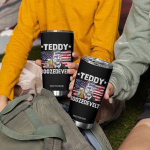 Funny Theodore Roosevelt 4th Of July Tumbler Cup Teddy Boozedevelt Drinking American Flag TS10 Print Your Wear