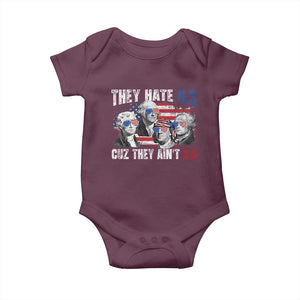 Funny They Hate Us Cuz They Ain't Us Baby Onesie Founding Fathers 4th of July American Flag TS11 Maroon Print Your Wear
