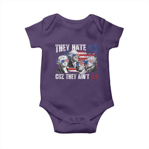 Funny They Hate Us Cuz They Ain't Us Baby Onesie Founding Fathers 4th of July American Flag TS11 Purple Print Your Wear