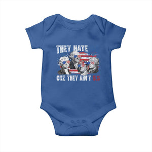 Funny They Hate Us Cuz They Ain't Us Baby Onesie Founding Fathers 4th of July American Flag TS11 Royal Blue Print Your Wear