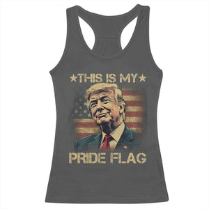 Funny This Is My Pride Flag Trump Racerback Tank Top 4th Of July Vintage American Flag TS11 Dark Heather Print Your Wear