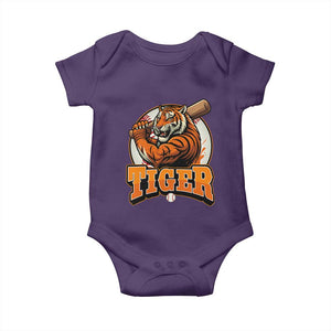 Funny Tiger Lover Baseball Animal Sport Baby Onesie Inspirational Athletic TS11 Purple Print Your Wear