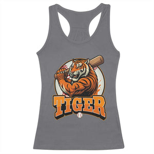 Funny Tiger Lover Baseball Animal Sport Racerback Tank Top Inspirational Athletic TS11 Charcoal Print Your Wear