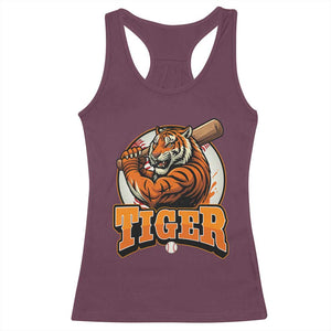 Funny Tiger Lover Baseball Animal Sport Racerback Tank Top Inspirational Athletic TS11 Maroon Print Your Wear