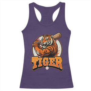 Funny Tiger Lover Baseball Animal Sport Racerback Tank Top Inspirational Athletic TS11 Purple Print Your Wear