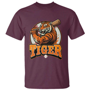 Funny Tiger Lover Baseball Animal Sport T Shirt Inspirational Athletic TS11 Maroon Print Your Wear