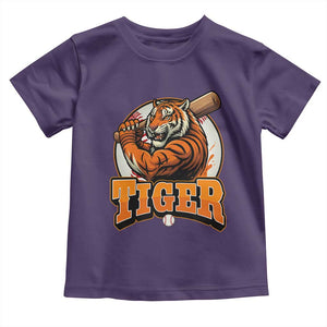 Funny Tiger Lover Baseball Animal Sport Toddler T Shirt Inspirational Athletic TS11 Purple Print Your Wear
