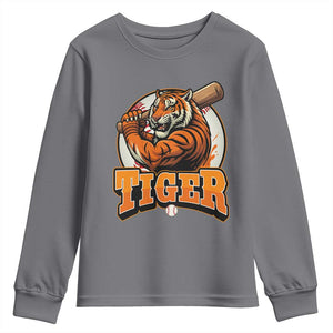 Funny Tiger Lover Baseball Animal Sport Youth Sweatshirt Inspirational Athletic TS11 Charcoal Print Your Wear