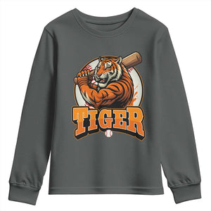 Funny Tiger Lover Baseball Animal Sport Youth Sweatshirt Inspirational Athletic TS11 Dark Heather Print Your Wear