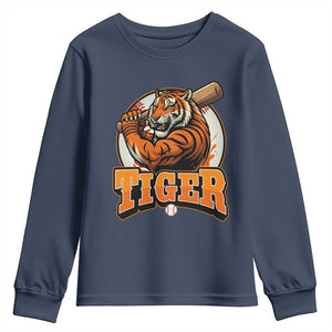 Funny Tiger Lover Baseball Animal Sport Youth Sweatshirt Inspirational Athletic TS11 Navy Print Your Wear