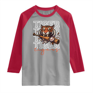 Funny Tiger Lover Baseball Animal Sports Raglan Shirt Inspirational Athletic TS11 Sport Gray Red Print Your Wear