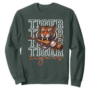 Funny Tiger Lover Baseball Animal Sports Sweatshirt Inspirational Athletic TS11 Dark Forest Green Print Your Wear