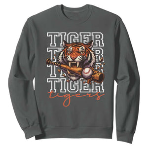 Funny Tiger Lover Baseball Animal Sports Sweatshirt Inspirational Athletic TS11 Dark Heather Print Your Wear