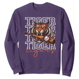 Funny Tiger Lover Baseball Animal Sports Sweatshirt Inspirational Athletic TS11 Purple Print Your Wear