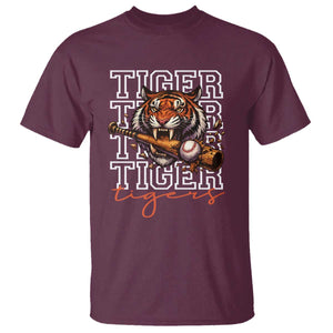 Funny Tiger Lover Baseball Animal Sports T Shirt Inspirational Athletic TS11 Maroon Print Your Wear