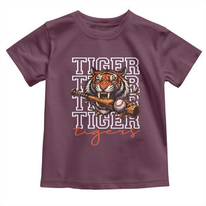 Funny Tiger Lover Baseball Animal Sports Toddler T Shirt Inspirational Athletic TS11 Maroon Print Your Wear
