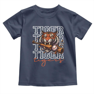Funny Tiger Lover Baseball Animal Sports Toddler T Shirt Inspirational Athletic TS11 Navy Print Your Wear