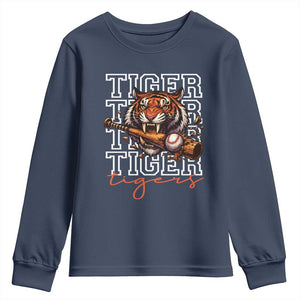 Funny Tiger Lover Baseball Animal Sports Youth Sweatshirt Inspirational Athletic TS11 Navy Print Your Wear