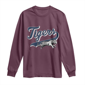 Funny Tiger Lover Sports Name Baseball Long Sleeve Shirt TS11 Maroon Print Your Wear