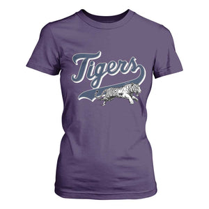 Funny Tiger Lover Sports Name Baseball T Shirt For Women TS11 Purple Print Your Wear