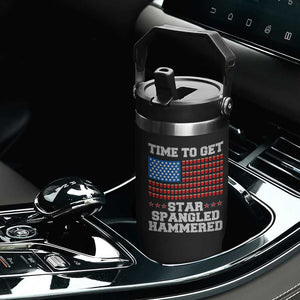 Funny Time To Get Star Spangled Hammered Flip Straw Tumbler 4th of July Drinking Beer Pong Red Cup American Flag TS11 Print Your Wear