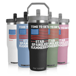 Funny Time To Get Star Spangled Hammered Flip Straw Tumbler 4th of July Drinking Beer Pong Red Cup American Flag TS11 Print Your Wear