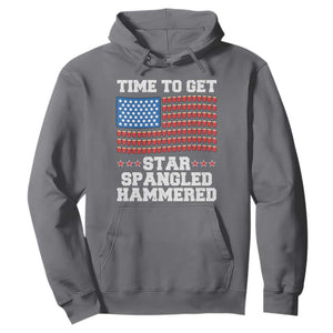 Funny Time To Get Star Spangled Hammered Hoodie 4th of July Drinking Beer Pong Red Cup American Flag TS11 Charcoal Print Your Wear