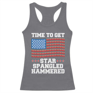 Funny Time To Get Star Spangled Hammered Racerback Tank Top 4th of July Drinking Beer Pong Red Cup American Flag TS11 Charcoal Print Your Wear