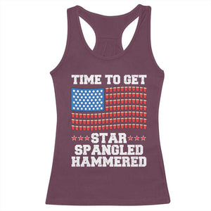Funny Time To Get Star Spangled Hammered Racerback Tank Top 4th of July Drinking Beer Pong Red Cup American Flag TS11 Maroon Print Your Wear