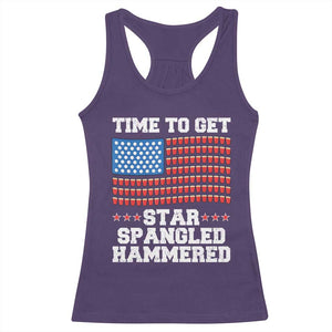 Funny Time To Get Star Spangled Hammered Racerback Tank Top 4th of July Drinking Beer Pong Red Cup American Flag TS11 Purple Print Your Wear