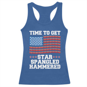 Funny Time To Get Star Spangled Hammered Racerback Tank Top 4th of July Drinking Beer Pong Red Cup American Flag TS11 Royal Blue Print Your Wear