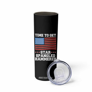 Funny Time To Get Star Spangled Hammered Skinny Tumbler 4th of July Drinking Beer Pong Red Cup American Flag TS11 Print Your Wear