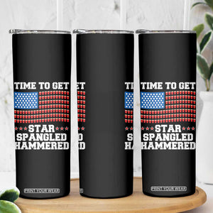 Funny Time To Get Star Spangled Hammered Skinny Tumbler 4th of July Drinking Beer Pong Red Cup American Flag TS11 Print Your Wear