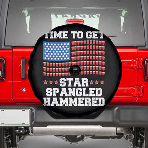 Funny Time To Get Star Spangled Hammered Spare Tire Cover 4th of July Drinking Beer Pong Red Cup American Flag TS11 Black Print Your Wear