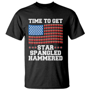 Funny Time To Get Star Spangled Hammered T Shirt 4th of July Drinking Beer Pong Red Cup American Flag TS11 Black Print Your Wear