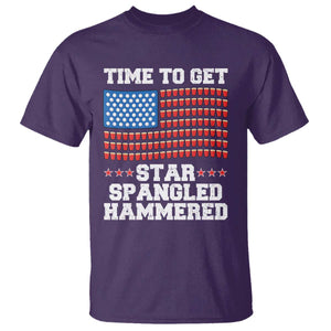 Funny Time To Get Star Spangled Hammered T Shirt 4th of July Drinking Beer Pong Red Cup American Flag TS11 Purple Print Your Wear